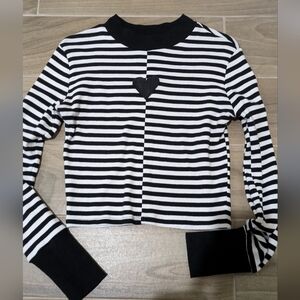 Black and White Striped Women's Top
